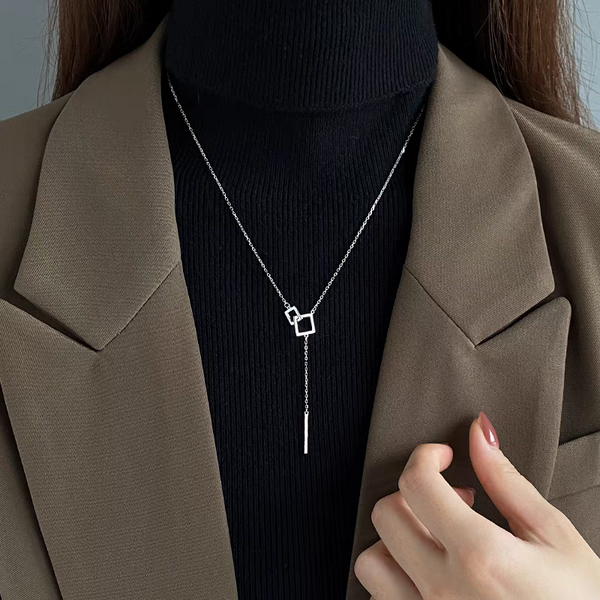 Sterling Silver Niche Design Geometric Clavicle Chain Necklaces