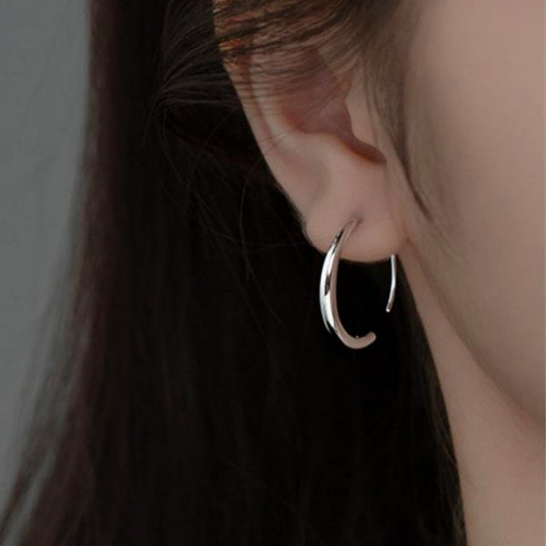 Sterling Silver O-Shaped Earrings