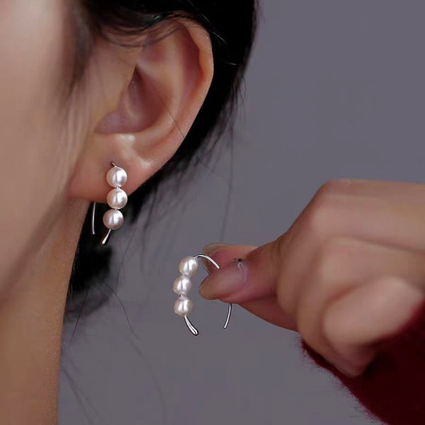 Sterling Silver Pearl Ear Hook Earrings