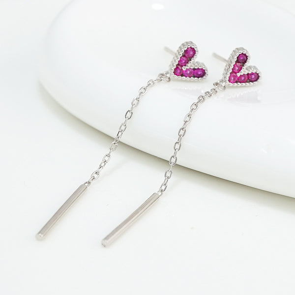 Sterling Silver Pink Heart-Design Earrings