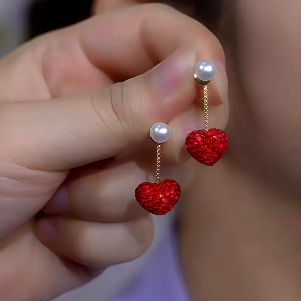 Sterling Silver Red Heart Earrings