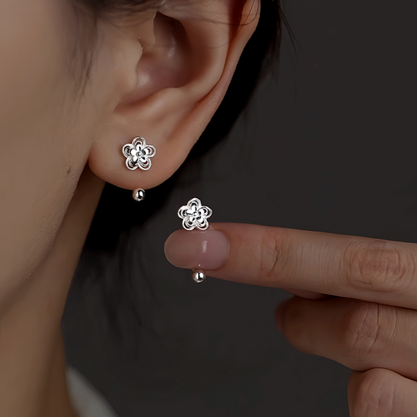 Sterling Silver Screw Flower Earrings