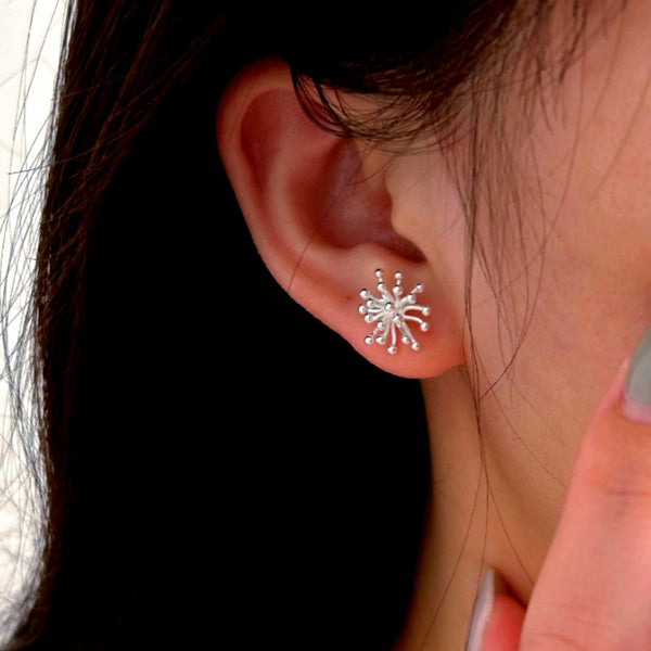 Sterling Silver Simple Firework Studs Earrings