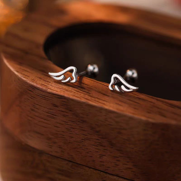 Sterling Silver Small Wing Screw Earrings