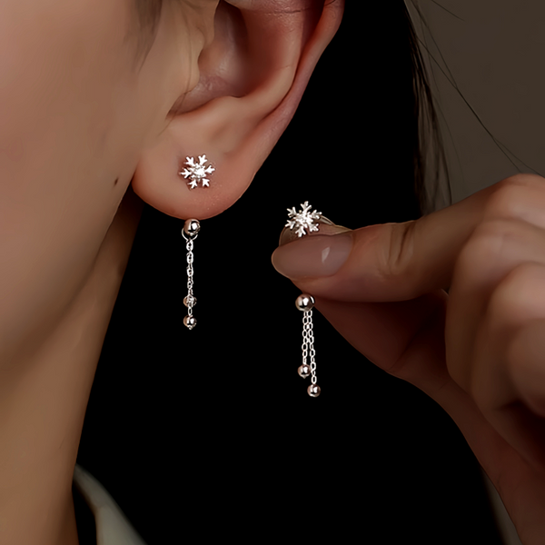 Sterling Silver Snowflake Jacket Earrings