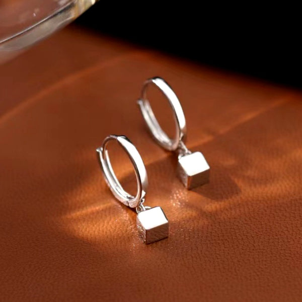 Sterling Silver Square Drop Earrings