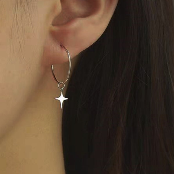 Sterling Silver Star Asymmetric Earrings