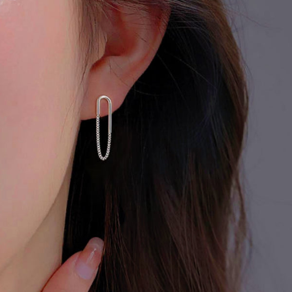 Sterling Silver U-shaped Drop Earrings