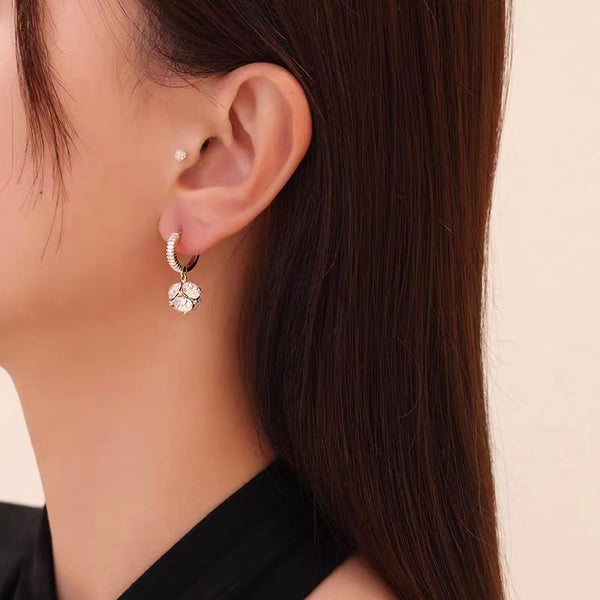 Sterling Silver White Diamond Earrings