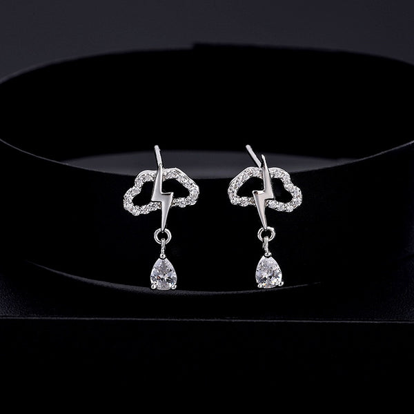 Sterling Silver Zircon Cloud Lightning Earrings