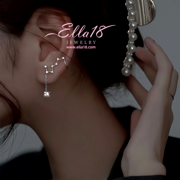 Sterling Silver Zircon Diamond Big Dipper Earrings