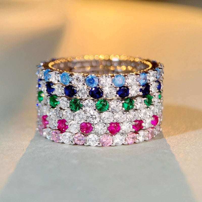 Sterling Silver Zircon Diamond Gemstone Rings – Ella18