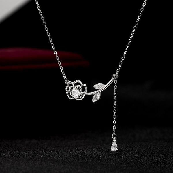 Sterling Silver Zircon Flower Clavicle Chain Necklaces