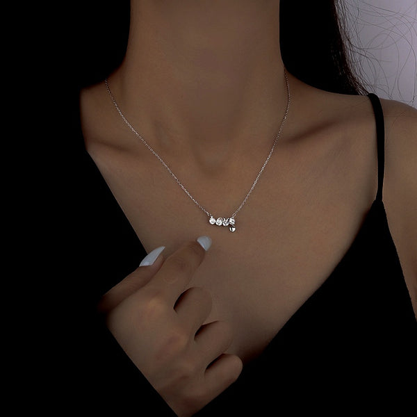 Sterling Silver Zircon Letter LOVE Necklaces