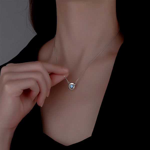 Sterling Silver Zircon Moving Necklace