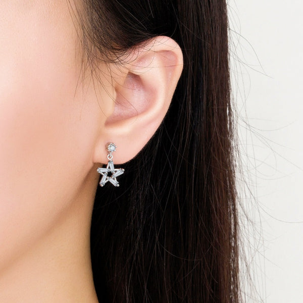 Sterling Silver Zircon Star Earrings