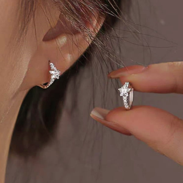 Sterling Silver Zircon Star Earrings