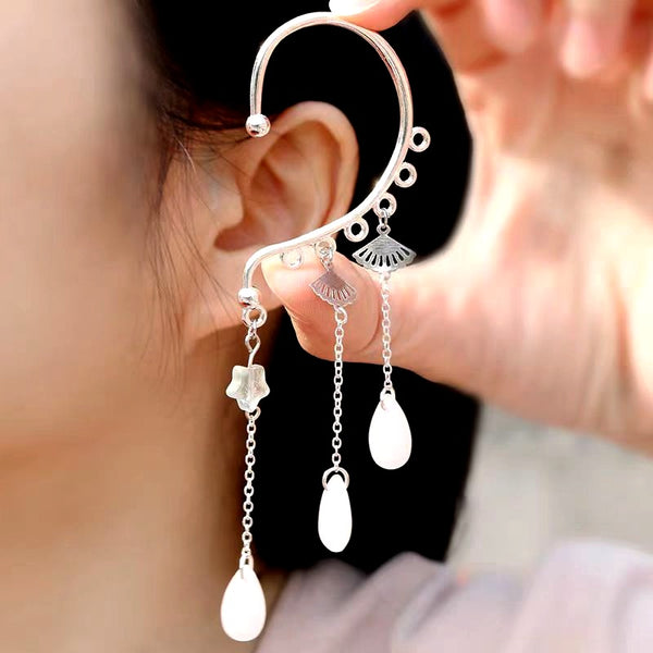Trendy Cat's Eye Stone Tassel Earrings