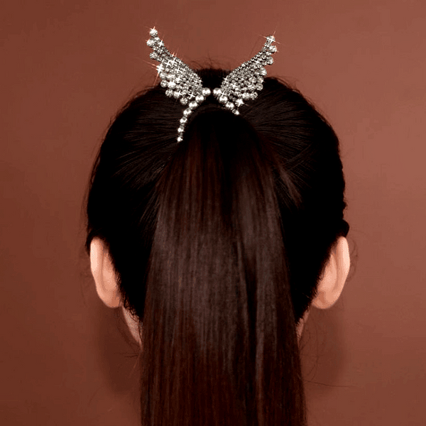 Zircon Bead Wing Hair Clips