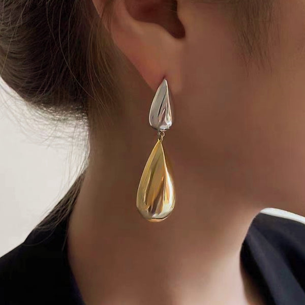 14K Gold-Plated Silver-Gold Stitched Drop Earrings