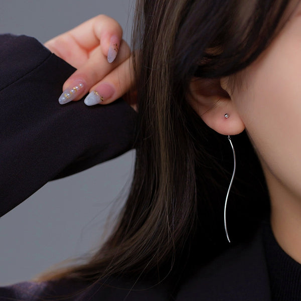 Simple Wavy Tassel Threader Earrings
