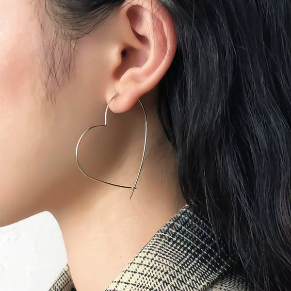 Sterling Silver Heart Design Threader Earrings