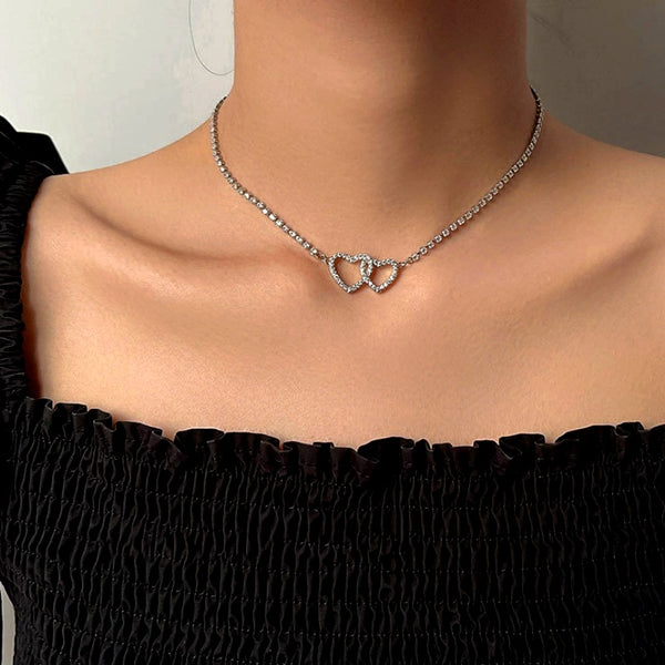 Sterling Silver Luxury Zircon Heart-Design Necklaces