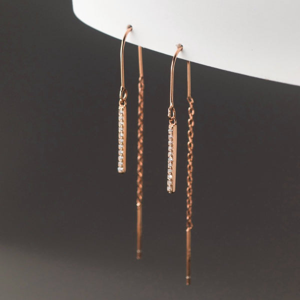 Sterling Silver/Rose Gold Luxury Diamond Tassel Earrings