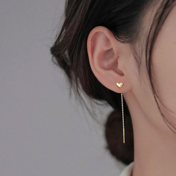 Solid Heart Delicate Threaders earrings