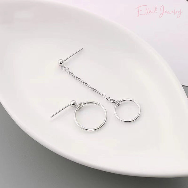 Sterling Silver Asymmetrical Circle Earrings