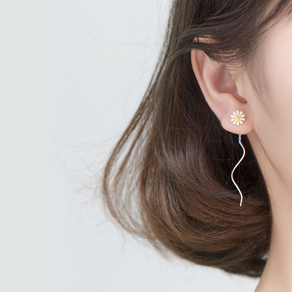 Sterling Silver Daisy Threader Earrings