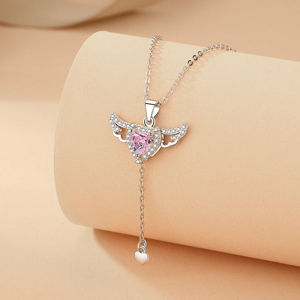 Sterling Silver Luxury Angel Moving Wings Necklace