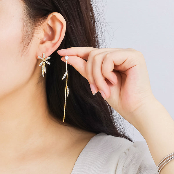 14K Gold-plated Flower & Leaf Earrings