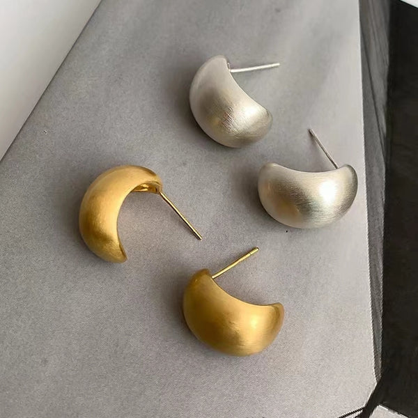 Gold Plated Elegant Retro Matte Stud Earrings