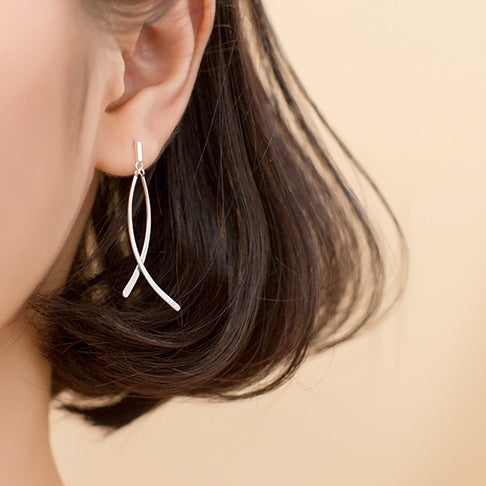 Sterling Silver Fish Line Earrings
