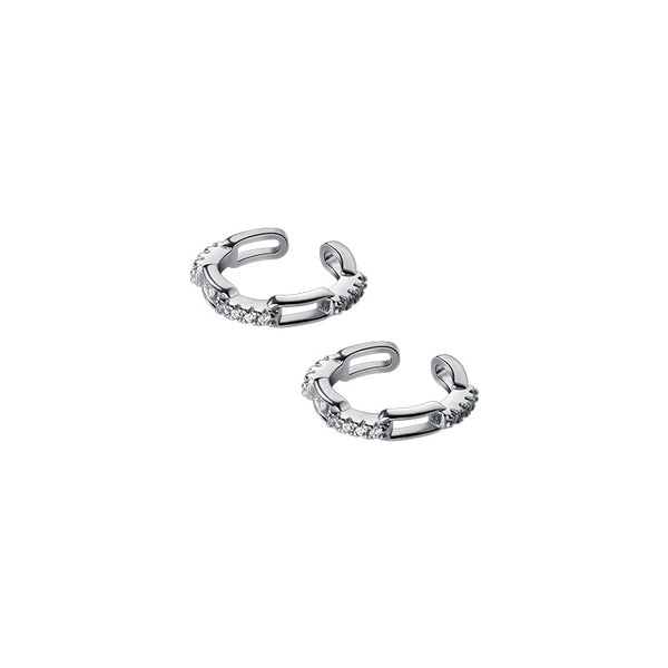 Sterling Silver Hollow Diamond Ear Clips (1 Pair)