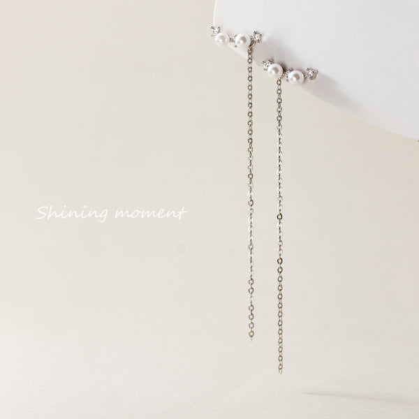 Sterling Silver Luxury Diamond Pearl Earrings