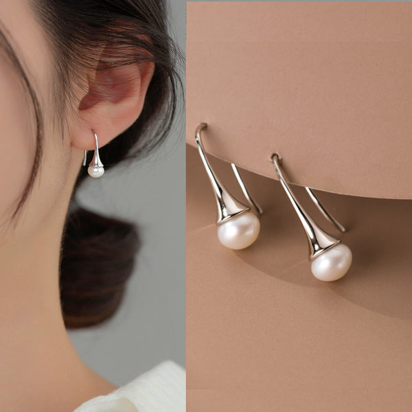 Sterling Silver Unique Design Pearl Earrings