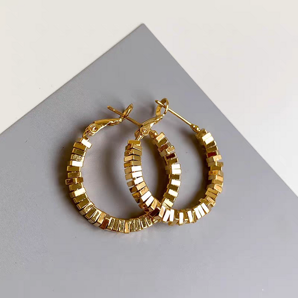 14K Gold-Plated Broken Diamond Hoop Earrings