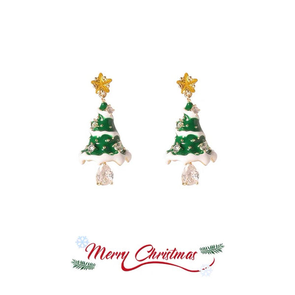 14K Gold-Plated Christmas Tree Earrings