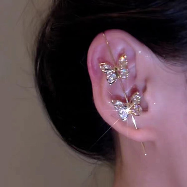 Gold Plated Gorgeous Zircon Butterfly Ear Clip