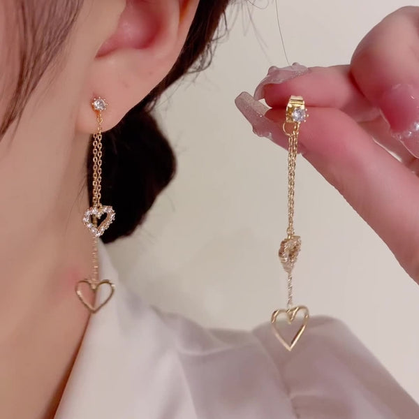 14K Gold-plated Heart Zircon Earrings
