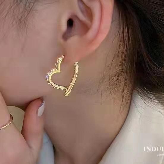 14K Gold-plated Heart Zircon Earrings