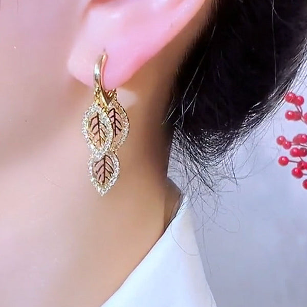 14K Gold Plated Hollow Leaf Earrings