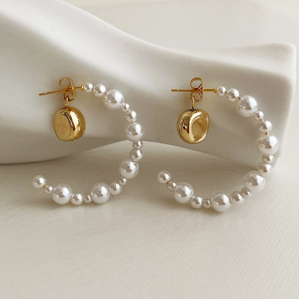 Silver Post Artificial Pearl Earrings