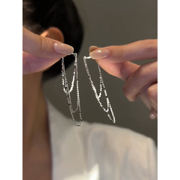 Sterling Silver Three-layer Chain Earrings
