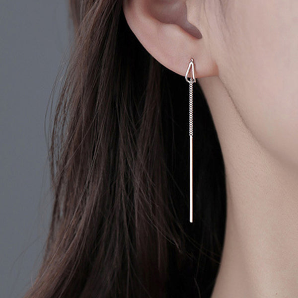 Sterling Silver Water Drop Threader Earrings