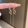 14K Gold Plated Wavy Tassel Threader Earrings